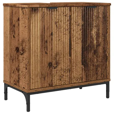 Image de vidaXL Armoire pour lavabo Vieux bois 60,5 x 33,5 x 61 cm Bois composite