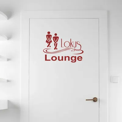 Produktbild von Wandtattoo - Wandaufkleber - Tür-/Wandtattoo "Lokus Lounge" - 30cm x 23cm dunkelrot - Dekoration Küche Wohnzimmer Wand