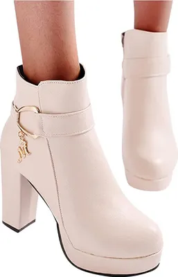 Produktbild von ASKSA Damen Modische Stiefel mit seitlichem Reißverschluss, Beige, Größe: 39