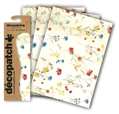 Immagine prodotto di Carta décopatch "Prato fiorito", 3 pezzi