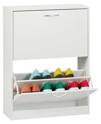 Schuhschrank 80x60x24 cm, für 12 Paar, weiß, 2 Klappen