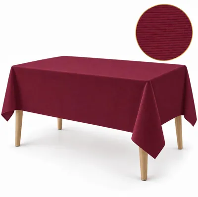 Productafbeelding van Benza - Tafelkleed Ribstof - 140 x 240 cm - Polyester - Bordeauxrood Burgundy - Rechthoekig Tafellaken, AI-gegenereerde afbeelding
