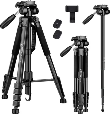 Obrázok produktu pre Victiv Statív pre fotoaparát 182 cm Hliníkový cestovný statív 360° Panorama Black