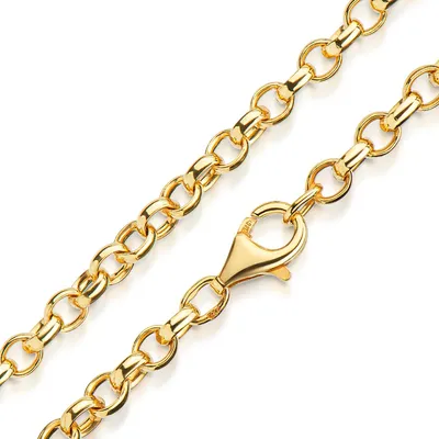 Produktbild von MATERIA Erbskette Gold Kette oval 4mm - 925 Sterling Silber Halskette Damen Herren massiv vergoldet 40-70cm