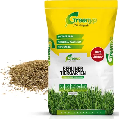Produktbild von Greenyp® Berliner Tiergarten I robuster & schnellkeimender Universalrasen I 10kg für 400m² I Zierrasen Grassamen Rasensamen Rasensaat Gras Nachsaat