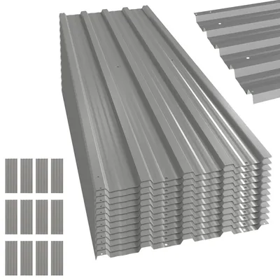 Productafbeelding van Outsunny, 12 stuks trapeziumplaten, 129x45 cm, 7 m², verzinkt dakmateriaal, 0,25 mm, profielplaat