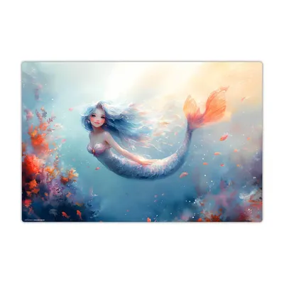 Produktbild von Schreibtischunterlage für Kinder - abwaschbar – Mermaid / Meerjungfrau – aus premium Vinyl – 60 x 40 cm –  Hergestellt in Deutschland - für Mädchen