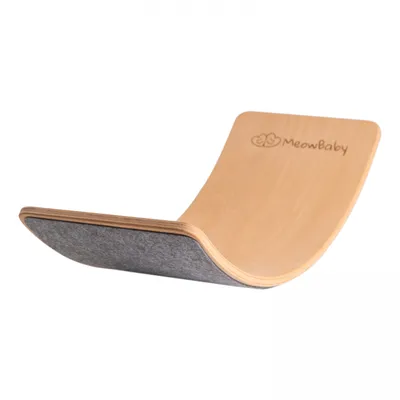 Produktbild von MeowBaby Balance Board für Kinder – Balancierbrett aus Holz mit Filz Unterseite, Farbe:Grau