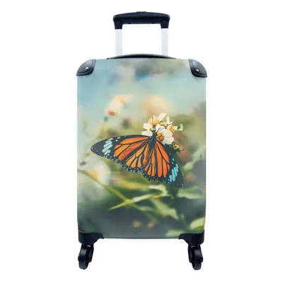 Produktbild von MuchoWow® Koffer Handgepäck Trolley Rollkoffer Kleine Reisekoffer mit 4 Rollen - Schmetterling - Blumen - Garten - Cabin Size < 55x40x23 cm & 55x40x20 cm - Fotokoffer - Kabinenkoffer - Boardgepäck - Reise-Box - Reisekoffer - Reisegepäck - Koffer mit Bild - Trolley für Kinder
