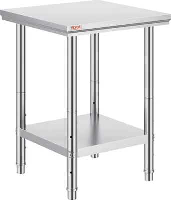 Zdjęcie produktu dla Stół roboczy ze stali nierdzewnej 60 cm x 60 cm Do przygotowywania posiłków, szycia, prania, rękodzieła, użytku w garażu itp.