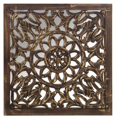 Productafbeelding van DRW-altaarbeeld, vierkant, gemaakt van MDF-hout met een spiegelinleg, bruin, 60 x 2