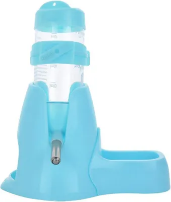 Produktbild von Hamster-Trinkflasche mit Napf für Kleintiere wie Nagetiere, Chinchillas, Kaninchen, Ratten und Frettchen, 80 ml, blau