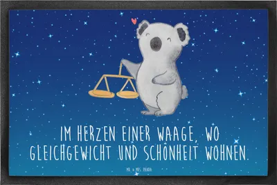 Produktbild von Mr. & Mrs. Panda Schmutzfangmatte Waage Astrologie 40 x 60 cm - Sternenhimmel Blau - Geschenk, Sternzeichen, Fussmatte, Bodenvorleger, Fußabtreter, fußmatte, Vorleger