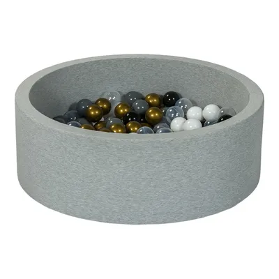 Image de Piscine à balles aire de jeux + 200 balles noir, blanc, transparent, or, gris