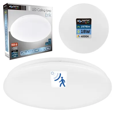 Produktbild von MasterLED LED-Deckenleuchte Erik 18W mit Mikrowellensensor 4000K IP44