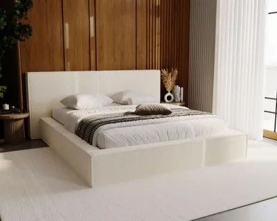 Obrázok produktu pre Manželská čalúnená posteľ 160x200 TELMA - vanilková
