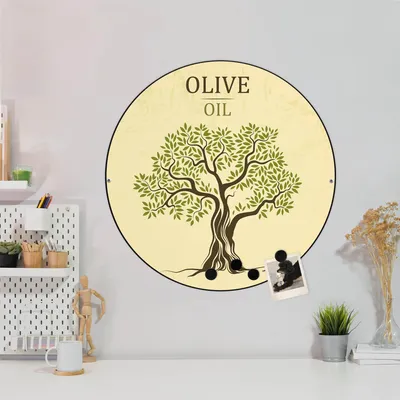 Produktbild von Design Stahlmagnettafel Schwarz Rund 47cm Olivenbaum