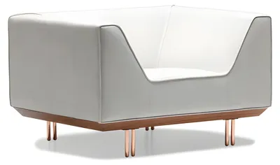 Produktbild von Moderner Weißer Holzsessel mit Stoffbezug und stilvollem Design