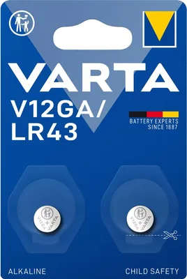 Produktbild von Varta V12GA, Einwegbatterie, LR43, Alkali, 1,5 V, 2 Stück(e), Metallisch