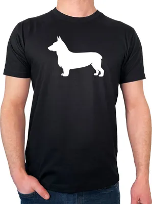 Produktbild von Huuraa Herren T-Shirt Welsh Corgi Pembroke Silhouette L Black Bio Baumwolle Fairtrade Herrenshirt Geschenkidee