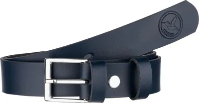 Produktbild von Ladeheid Kinder Gürtel Ledergürtel 2,5 cm Breit K1D5 (Navyblau-1/Logo-1, 65 cm)