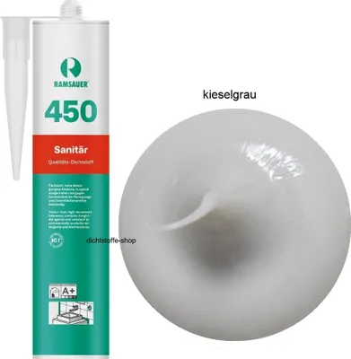 Produktbild von Ramsauer 450 Sanitär 1K Silikon Dichtstoff 310ml Kartusche kieselgrau