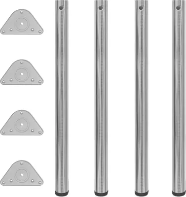 Obrázek produktu pro 4 stolové nohy s nastavitelnou výškou, broušený nikl, 870 mm