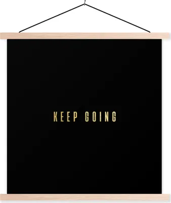 Produktbild von MuchoWow® Textilposter Zitate - Motivation - Gold - Schwarz 120x120 cm mit holzfarbenen Rahmen - Textil-Poster
