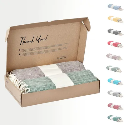 Produktbild von Strandtuch Fouta XXL Saunatuch, Strandtuch, 2er-Set, ideal als Hamamtuch, Stranddecke für Damen und Herren, groß, 100 x 200, 100 % Baumwolle, Taupe &