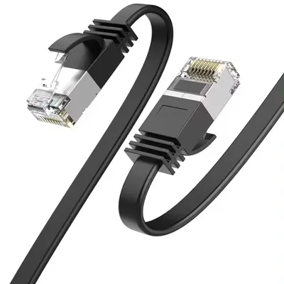 Produktbild von LAN Kabel Cat 6 Flach 20m Schwarz Netzwerkkabel RJ45 Ethernet Patchkabel bis 1 Gbit/s