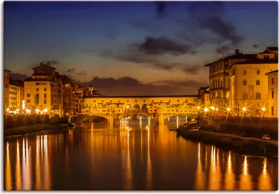 Produktbild von ARTland Leinwandbild FLORENZ Ponte Vecchio am Abend Größe: 70x50 cm