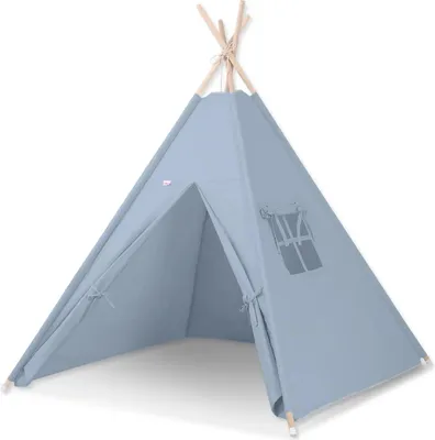 Produktbild von Tipi-Zelt für Kinder + Federanhänger - schmutziges Blau