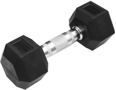 Produktbild von Sporttrend 24® Hexagon Hantel 1-50KG, Einzeln, verchromter Griff | sechseckige Kurzhantel, rutschfeste Kompakthantel, gummierte Hex Hanteln (1x1KG)