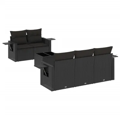 Produktbild von 6-tlg. Garten-Sofagarnitur mit Kissen Schwarz Poly Rattan