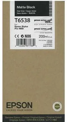 Obrázok produktu pre Epson T6538 Matte Black Ink Cartridge (200ml), Matne čierna, Atrament na pigmentovej báze, 200 ml, 1 kusov