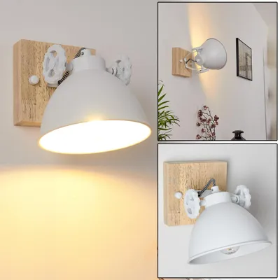 Produktbild von Mot »Mot« Wandlampe aus Metall und Holz in Weiß/Natur