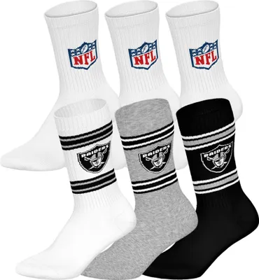Produktbild von NFL Uni Socken, 6er Pack - NFL Teams, 6Pack Crew Socks, Football, Logo, Baumwollmischung Las Vegas Raiders/Weiß 43-46