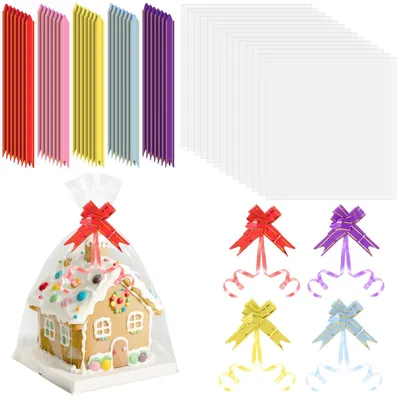Produktbild von 100 Stück transparente Cellophan-Geschenktüten mit Schleifen