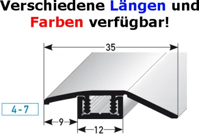 Produktbild von Ausgleichsprofil / Anpassungsprofil Laminat "Underwood", für Höhe 4 - 7 mm, 35 mm breit, 2-teilig, Aluminium eloxiert, gebohrt-silber-1000