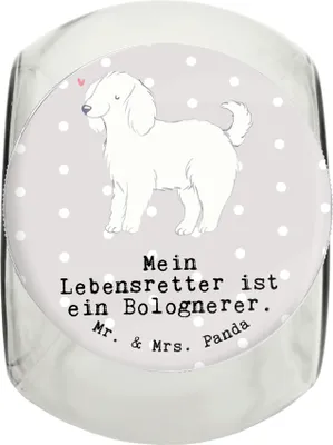 Produktbild von Mr. & Mrs. Panda Bonbonglas Bologneser Lebensretter XL 2000ml - Grau Pastell - Geschenk, Keksdose, aufbewahrungsglas, Dose, Aufbewahrungsdose, Vorratsbehälter