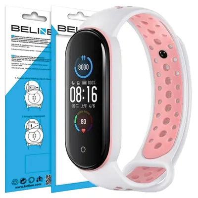 Productafbeelding van PÁSEK BELINE DESIGN MI BAND 7/6/5, wit-roze/wit-roze