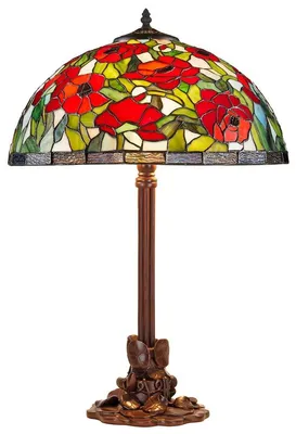 Image de Casa Padrino Tiffany Lampe de Table Bronze / Multicolore Ø 40 x H. 61 cm - Lampe tabouret Tiffany de 528 pièces