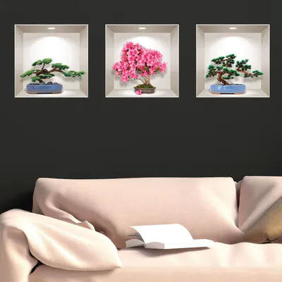 Image de Autocollant 3D « bonsaï », naturel et coloré, 30 x 90 cm
