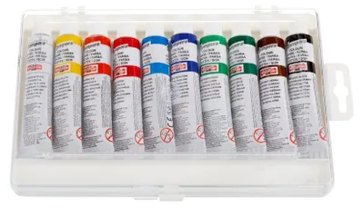Produktbild von Temperafarben 10er Set - 10 x16 ml Kunststoffkasten