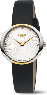 Produktbild von Boccia Damen Armbanduhr Trend 3364-03 Titan bicolor Lederband schwarz