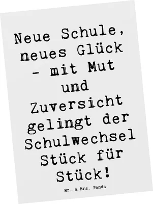 Produktbild von Mr. & Mrs. Panda bildkarte Spruch Einen Schulwechsel bewältigen - Weiß - Geschenk, Postkarten, Freunde finden, Trost, Zuversicht, Postkarte, Ansichtskarten, Motivation