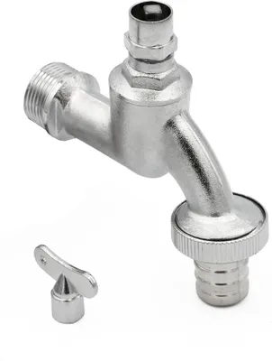 Produktbild von Auslaufhahn 3/4" 26,5mm Außengewinde mit Steckschlüssel Messing matt mit Diebstahlschutz