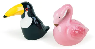 Imagen del producto de Exelsa Tropical: Juego de dos saleros y pimenteros de cerámica, multicolores