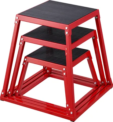 Obrázok produktu pre VEVOR 3-dielne plyometrické skákacie boxy, 305/458/609 mm Plyometric Box Red, protišmyková fitness cvičebná sada Step-Up Box pre domáci fitness tréning, kondičný tréning sily, prenosný tréning skokov