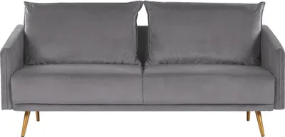 Produktbild von BELIANI Sofa Grau Samtstoff 3-Sitzer 185 x 78 x 68 abnehmbare Kissenbezüge Minimalistisch Retro Wohnzimmer Flur Arbeitszimmer Modernes Design